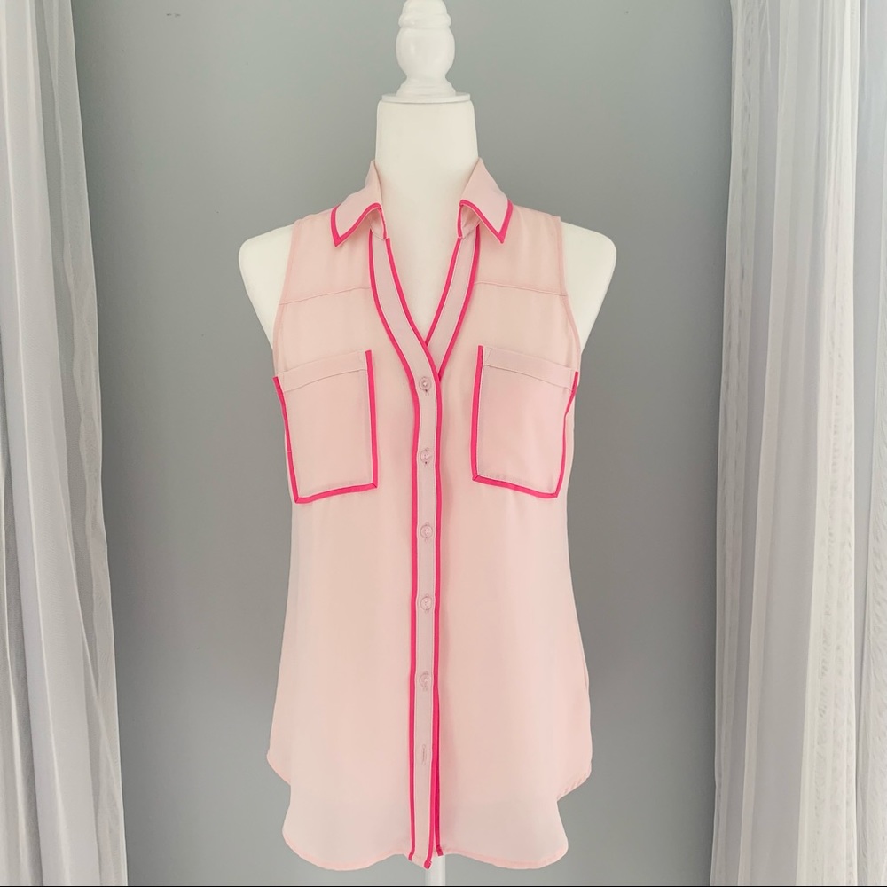 Express Sleeveless Portofino Button Down Pink Top